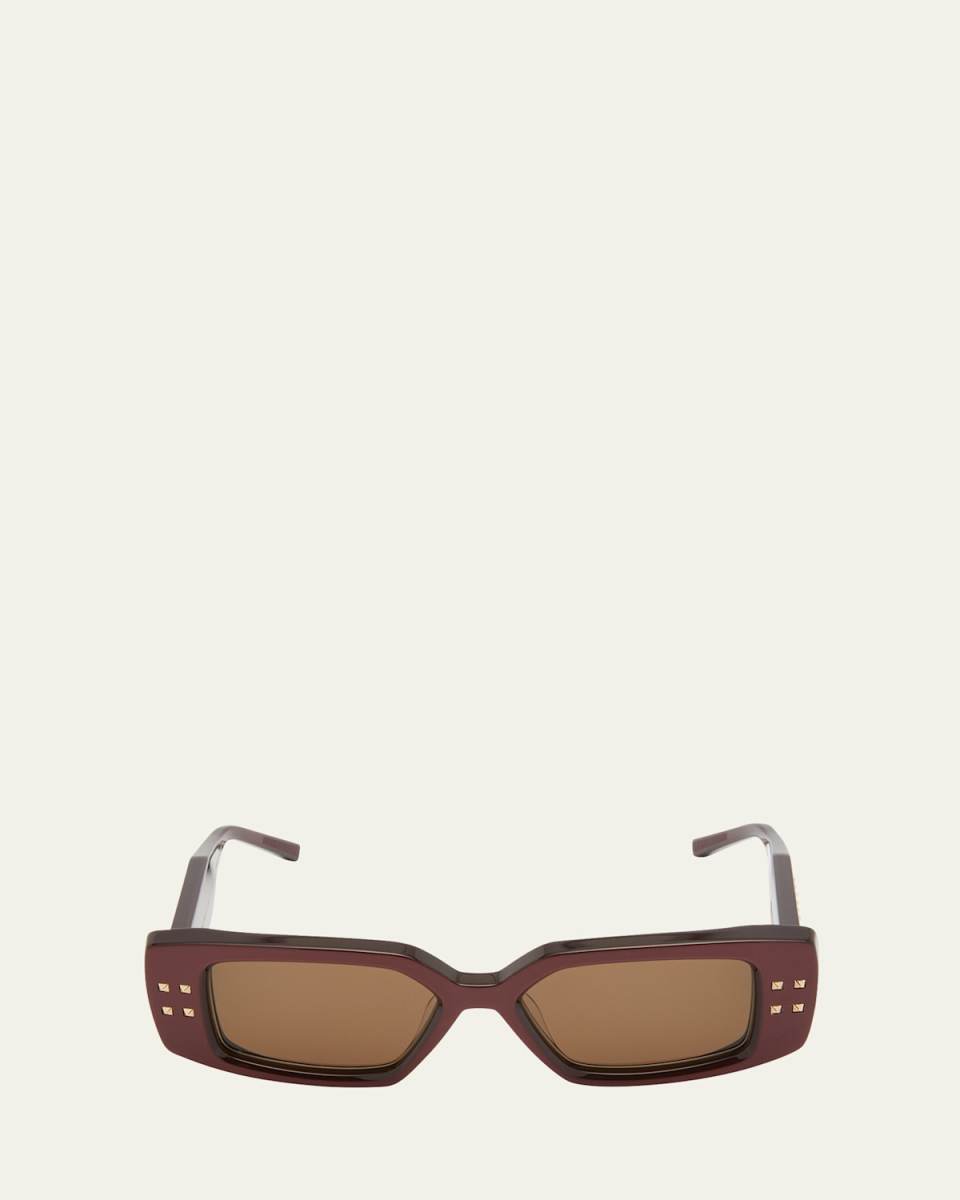 Cinque Studded Rectangle Acetate & Titanium Sunglasses